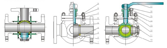 三通球閥產(chǎn)品結構圖